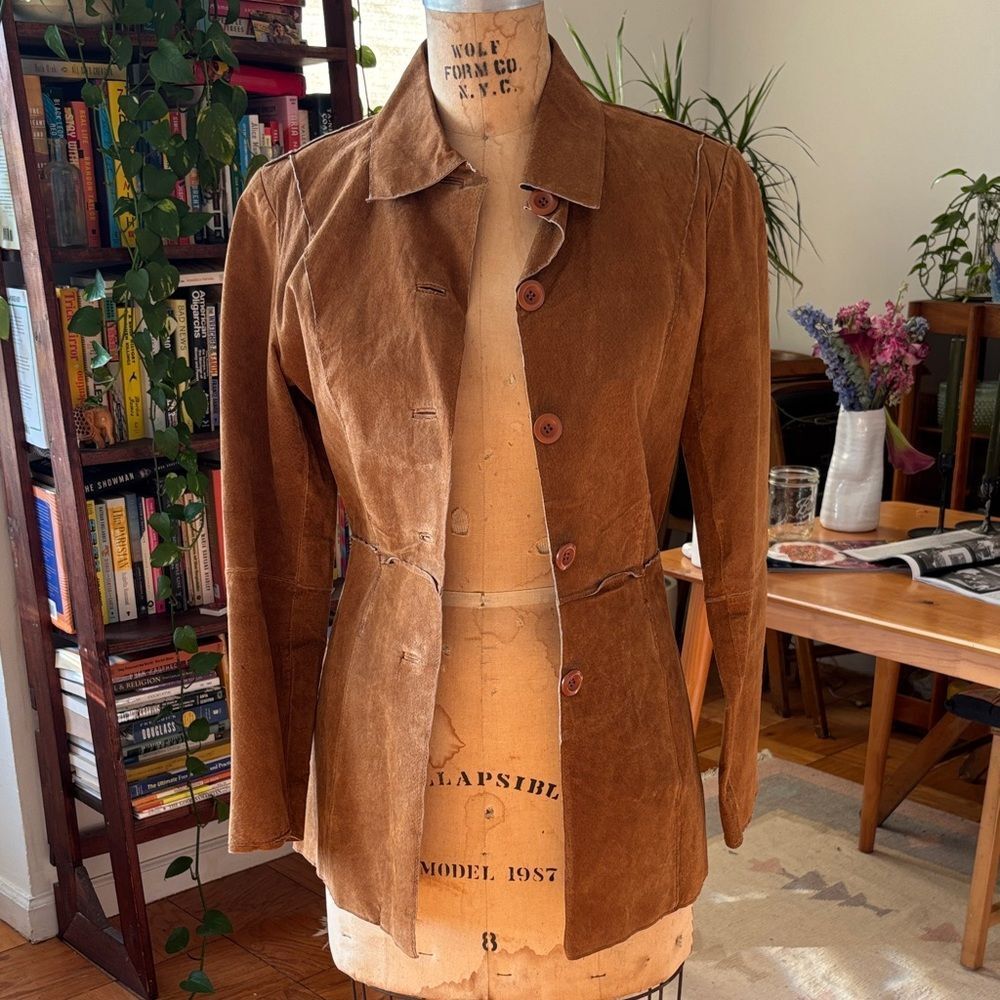 🎀Vintage🎀 Brown Suede Leather Women's Cowgirl Western Chic Jacket Size Medium